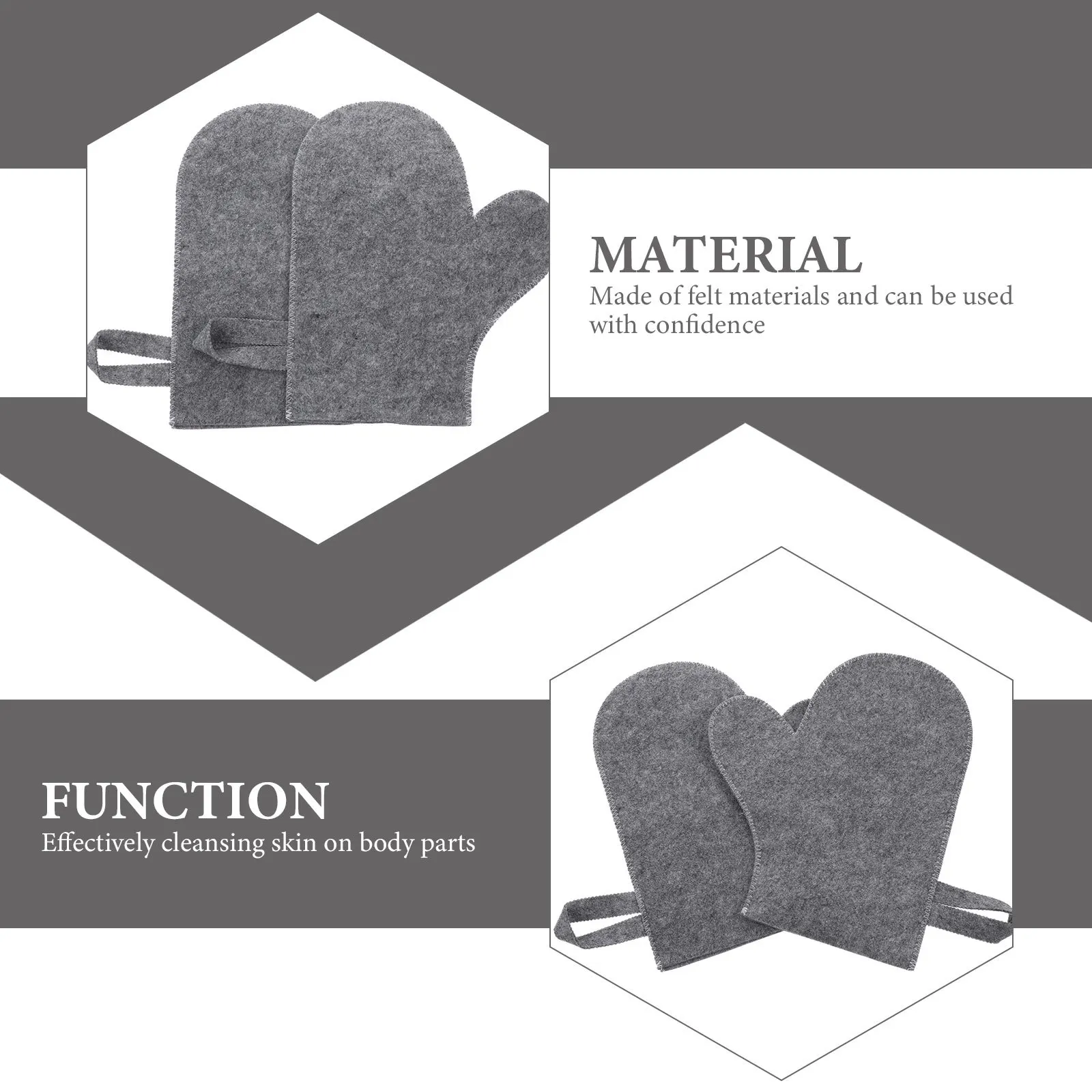 

2 шт. отшелушивающие перчатки для скруббера для тела, перчатки для сауны и ванны, термостойкие перчатки для удаления омертвевшей кожи, комплект фетра для скруббера для спины