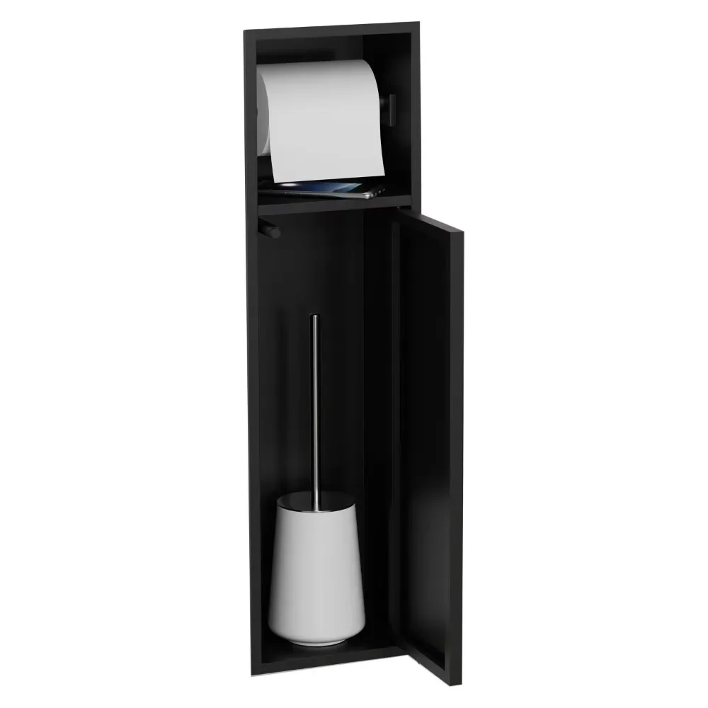 

Paper Roll Holder Toilet Brush Niche Wall Embedded 304 Stainless Steel with Bathroom Locker