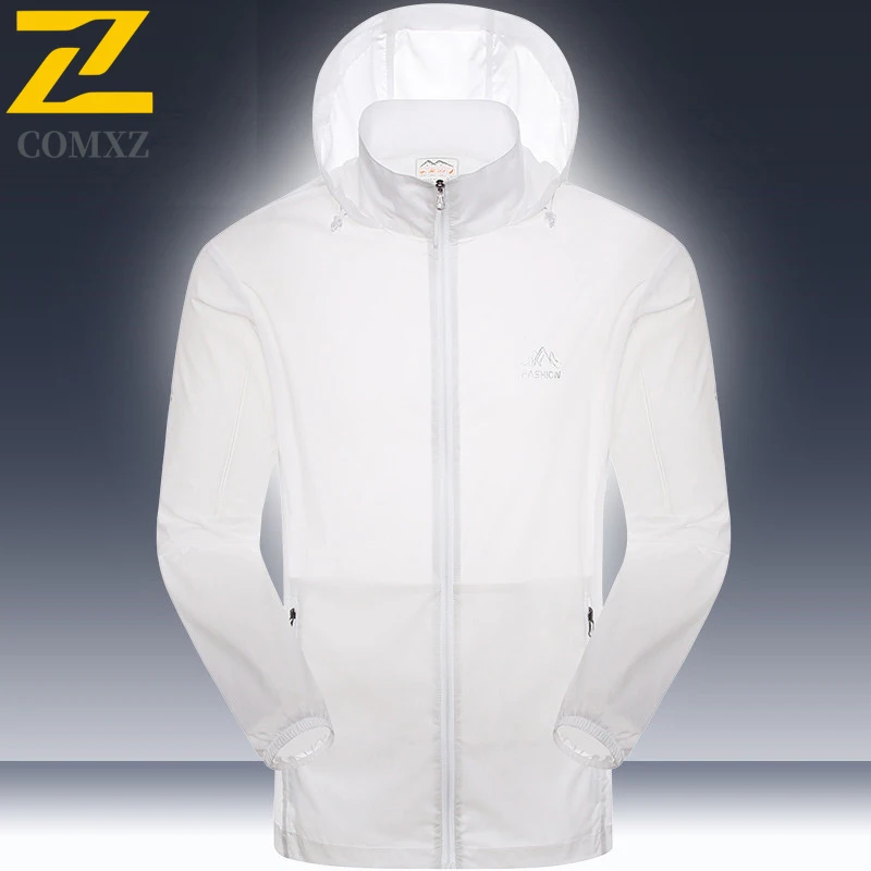 Summer Windproof Jacket Men's Casual Brand Solid Color Lightweight Sunscreen Skin Clothes Outdoor Fishing Camping Hooded Coat