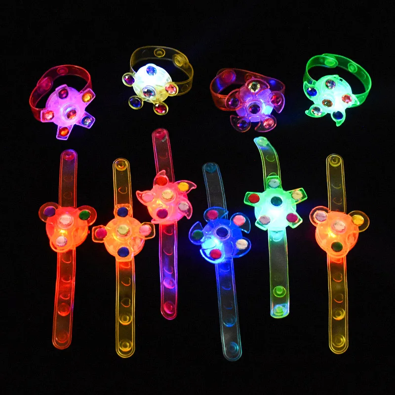 5Pcs Kid's Glow Watch LED Light Up Fidget Spinner Toys Rotary Gyro Watch Glow In The Dark Party Favor Birthday Gifts Supplies