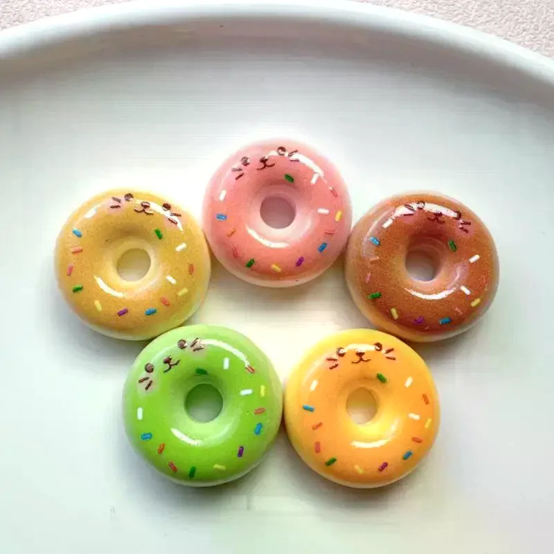 10Pcs Simulation Baguette Bread Donut Resin Charms Mini Food Ornament DIY Craft Supplies For Phone Case Hair Clip Decoration