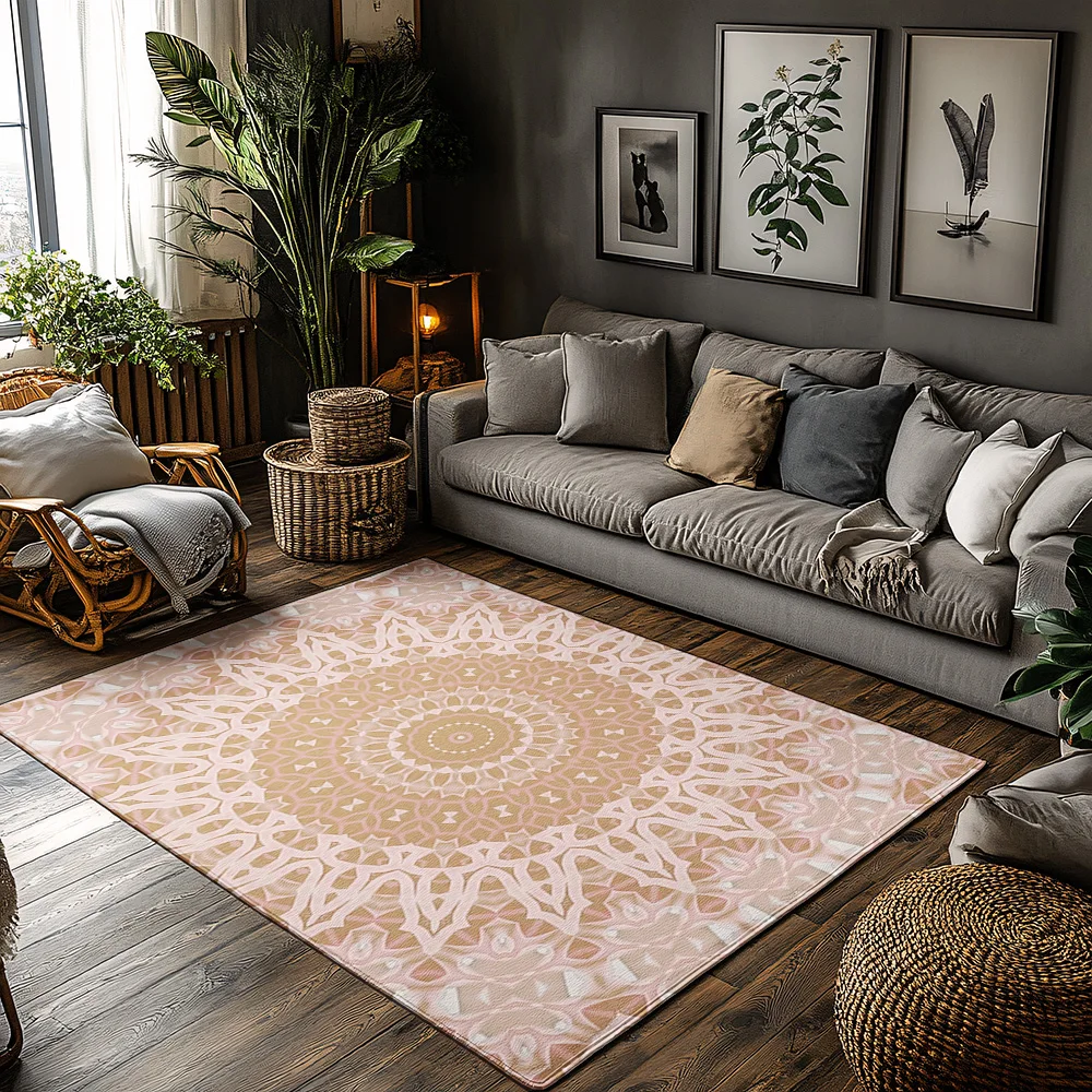 

Floral Area Rug Bohemian Carpet Persian Style Home Decor Non-Slip Living Room Mat Bedroom Floor Rug Washable Modern Design