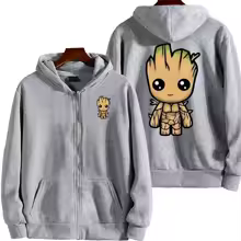 Men I Am Groot Cartoon Zipper Hoodie