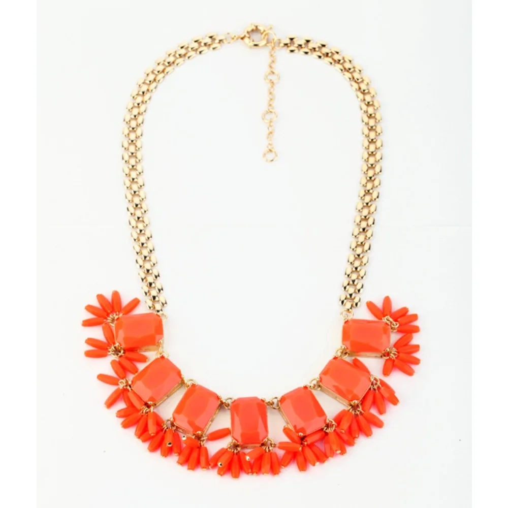 Design Sense Orange Light Luxury Style Necklace Advanced Alloy Banquet Wear Accessories 0427