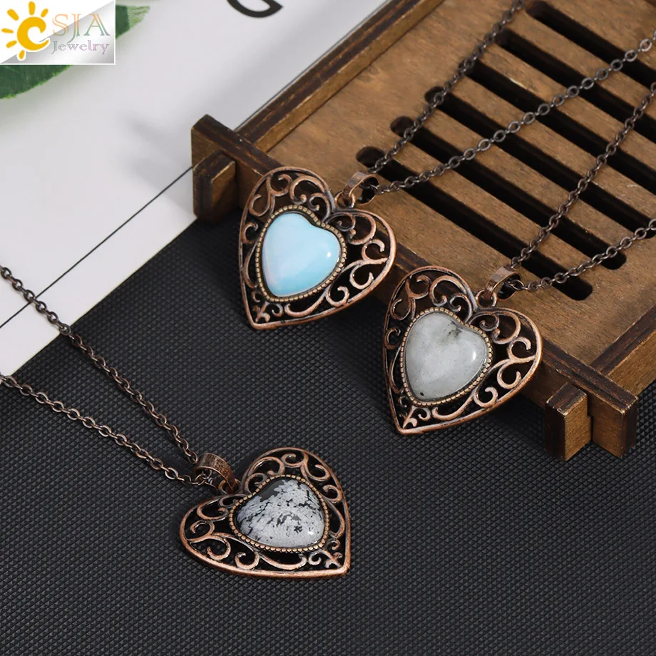 Natürliche Stein Herz Anhänger Halskette für Frauen Edelstahl Kette Healing Tigerauge Amethysten Kristall Halsketten Schmuck H486
