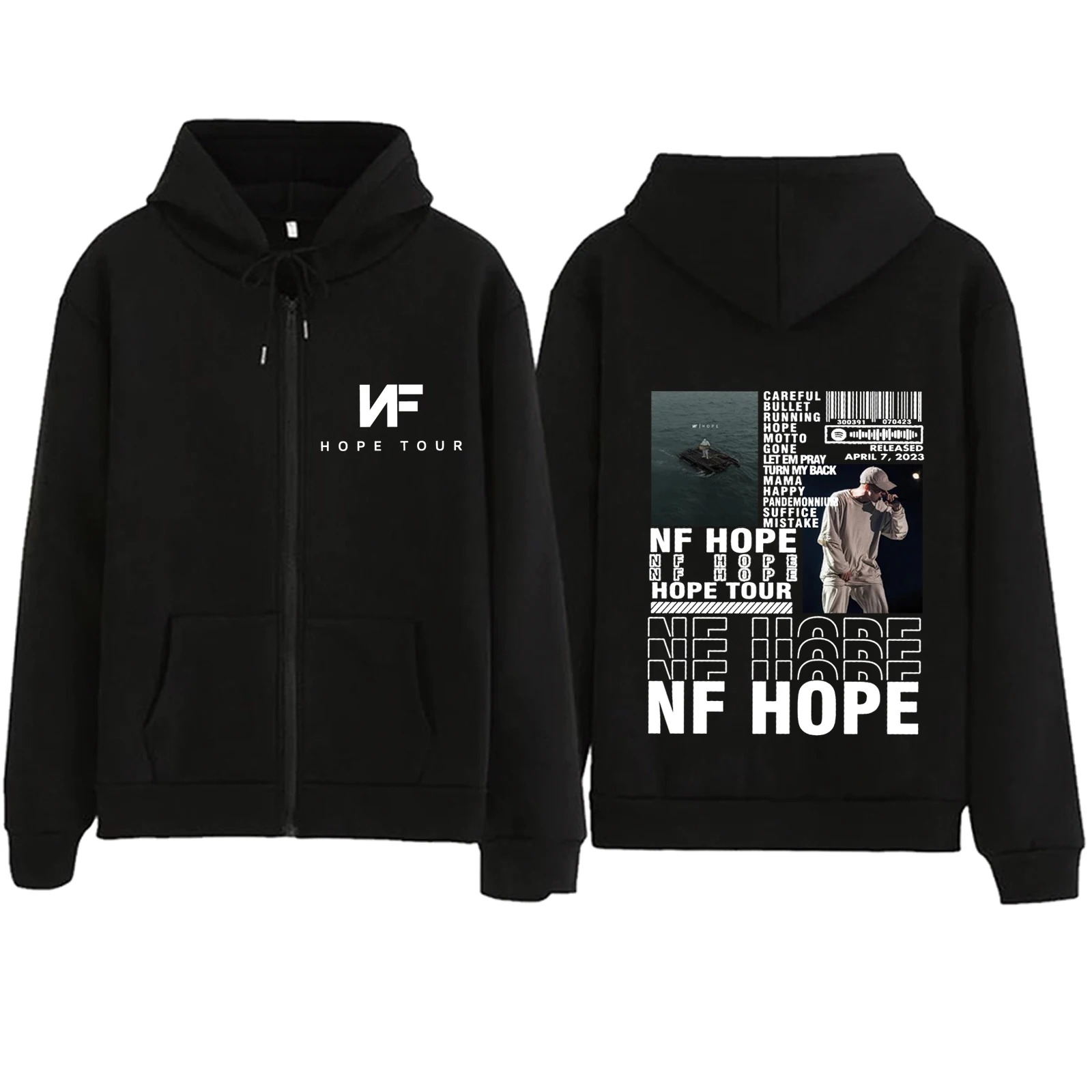 

Толстовка NF Hope Tour 2024 на молнии, топы с принтом, уличная одежда, подарок для фанатов музыки, пуловер в стиле Харадзюку С V-образным вырезом, повседневные свитшоты