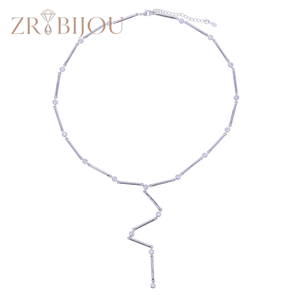 Bling Cubic Zirconia Dainty Link Chain Laryered Necklace For Women Girls Y Shape Lariat Drop Pendant Sexy Jewelry
