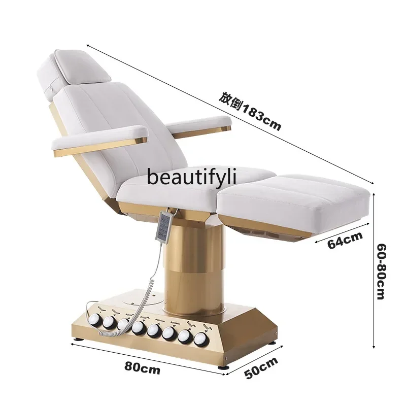 Golden Stainless Steel Electric Beauty Bed Facial Bed for Beauty Salon