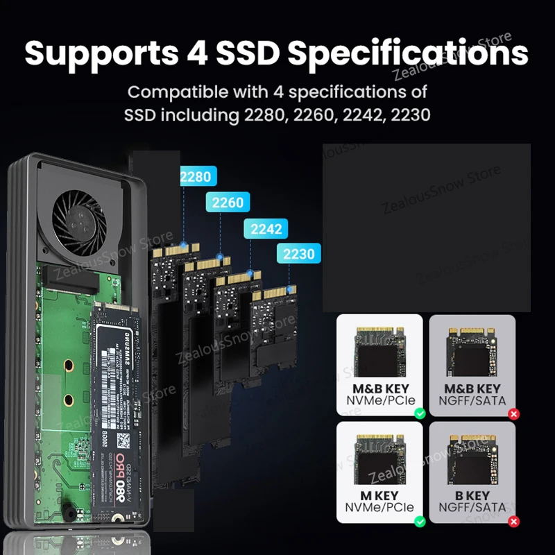 USB4 40Gbps NVMe SSD Enclosure 8TB Pendingin Bawaan untuk M.2 NVME PCIE Case Vest Casing Aluminium Kompatibel dengan Thunderbolt 4/3