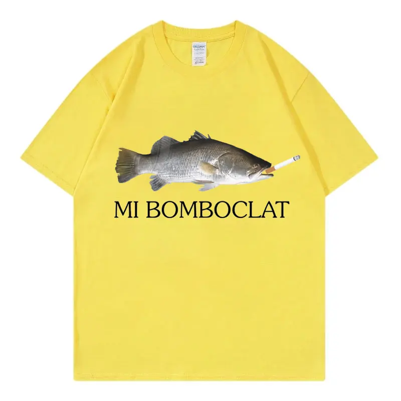 مضحك Bomboclat الأسماك ميمي المرأة تي شيرت شارع العليا موضة الاتجاه Y2k قصيرة الأكمام تي شيرت الرجال Harajuku خمر نمط تي شيرت