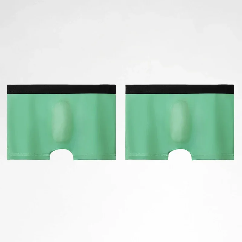 

Мужские трусы из ледяного шелка, 2 шт., бесшовные, с 3D-штамповкой, охлаждающие и дышащие, летние, комфортные, с плоским кроем по низу