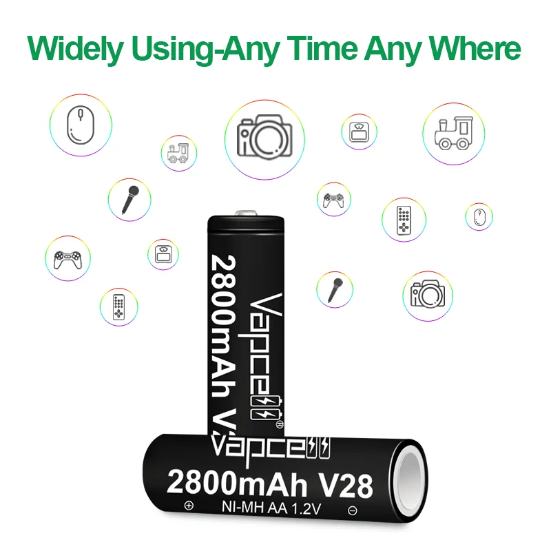 2-20pcs Original Vapcell Ni-Mh V28 AA 2800mAh Rechargeable battery cylindrical cell for toy camera flashlight