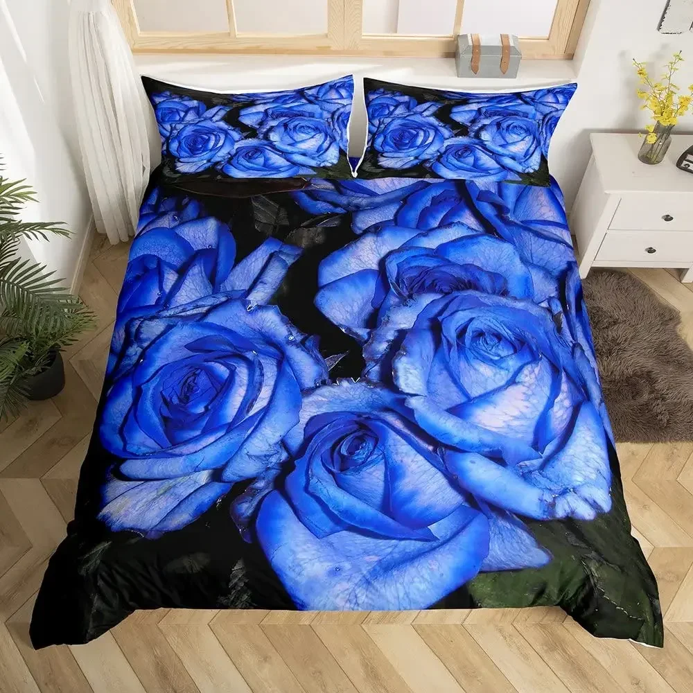 Rose Duvet Cover Bedding Set Full Queen For Boys Girls Gifts Bedroom Microfiber Comforter Cover With Pillowcases