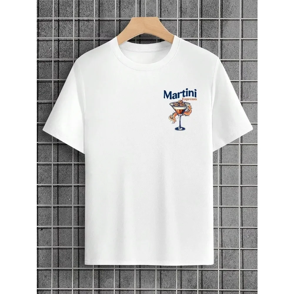 Camisetas con estampado de Martini para hombre, camisetas de manga corta de algodón de verano para hombre, camisetas informales de calle con cuello redondo, camiseta de gran tamaño Y2K