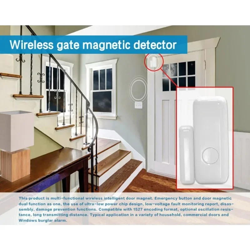 Wireless Door and Window Sensor 7 433MHz RF Encoding Mode, Used for Home Security Alarm System PB-67R Anti-theft Alarm Kit