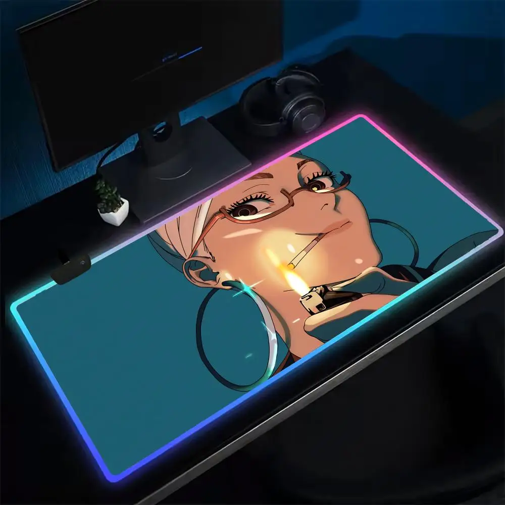 Tapis de souris de jeu Anime D-Dandadan, tapis de table LED, rétro4.2, tapis de bureau en caoutchouc, média, RVB