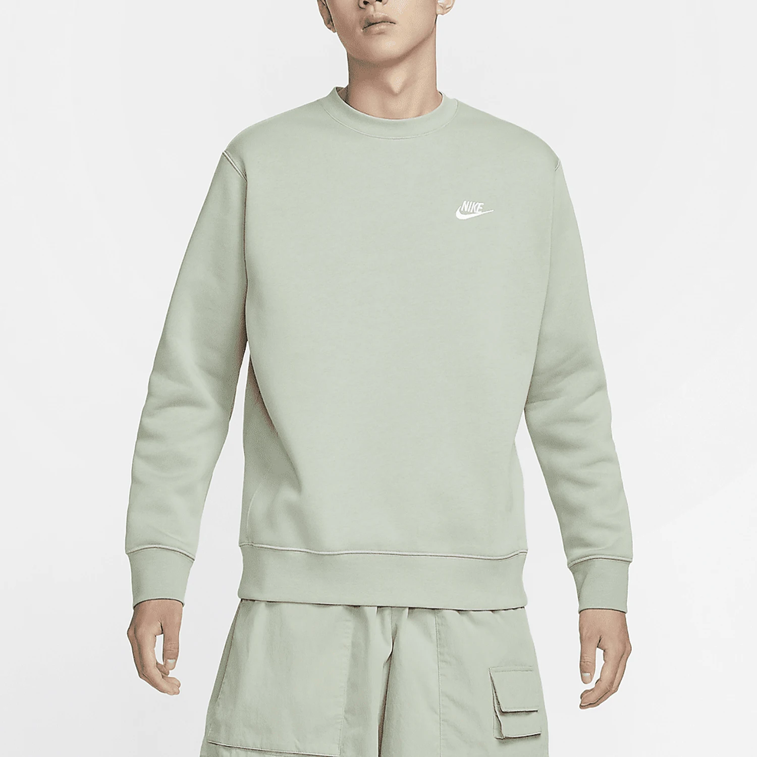سويت شيرت رياضي برقبة دائرية من الصوف للرجال من Nike أصلي من Club Fleece BV2663-371