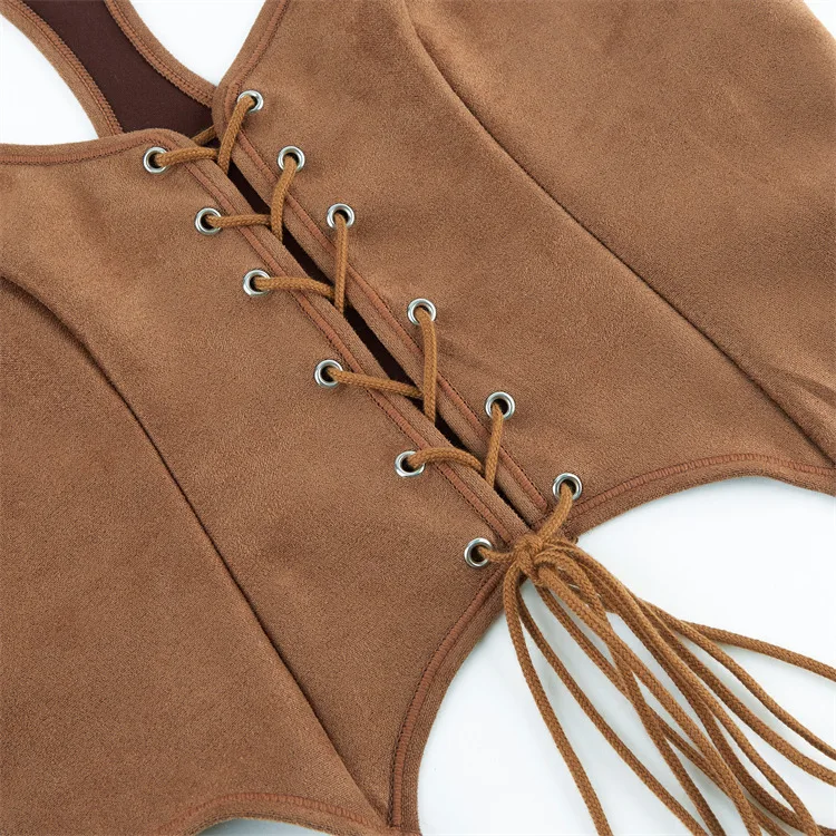 Retro Mittelalterliches Damen-Wildleder-Korsett-Oberteil Vintage Viktorianische Piraten-Damenweste Renaissance Cosplay Piraten-Halloween-Crop-Weste – Detail 33
