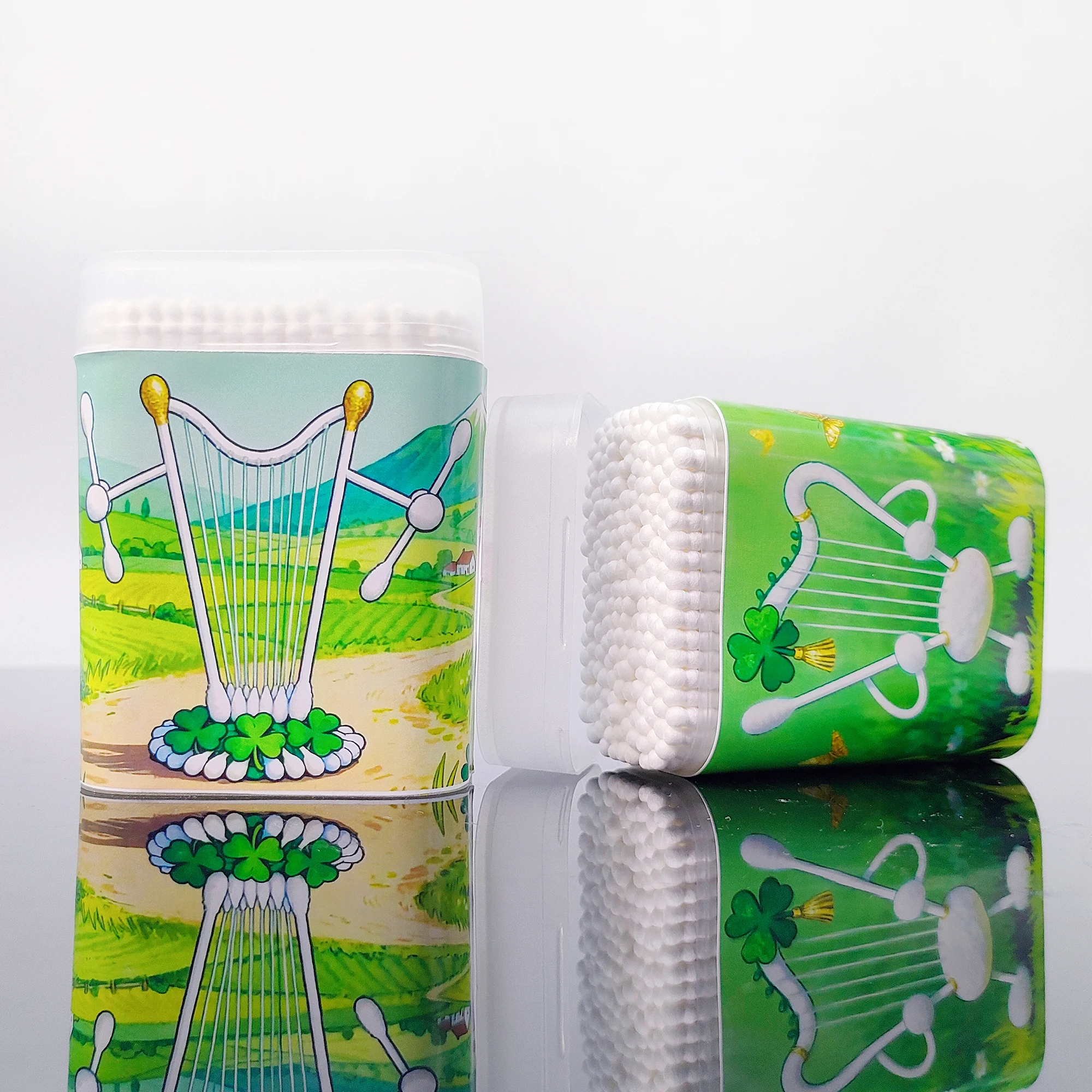 200개/600개 성 패트릭의 날 테마의 악기, 면봉, 양면 나선형 원형 얇은 막대, 면봉.