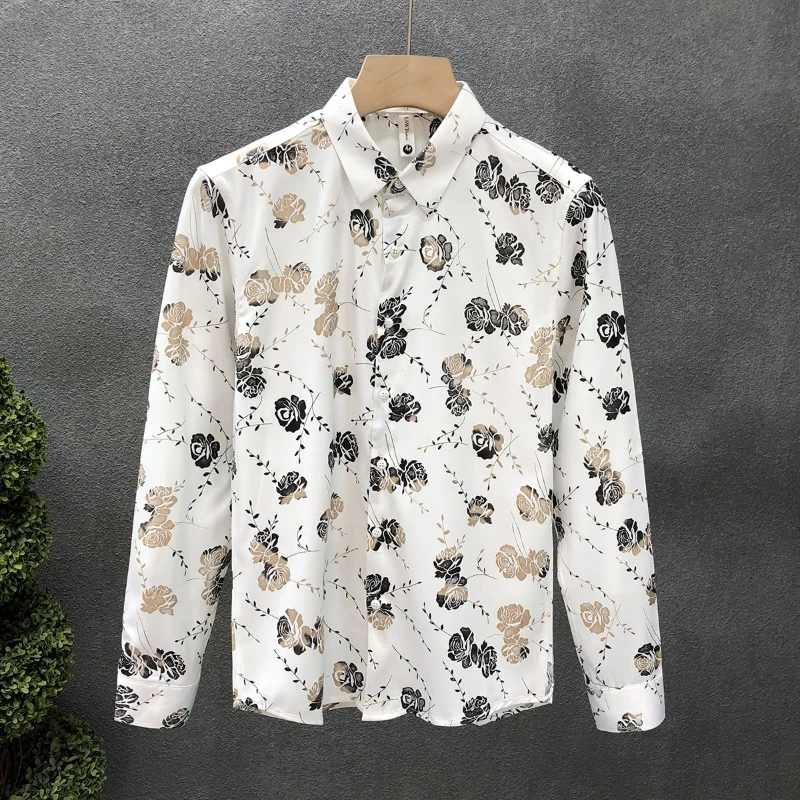 Camisa de otoño de alta gama para hombres, Top atractivo de moda de manga larga, nuevo de 2025 para hombres, delgado y versátil