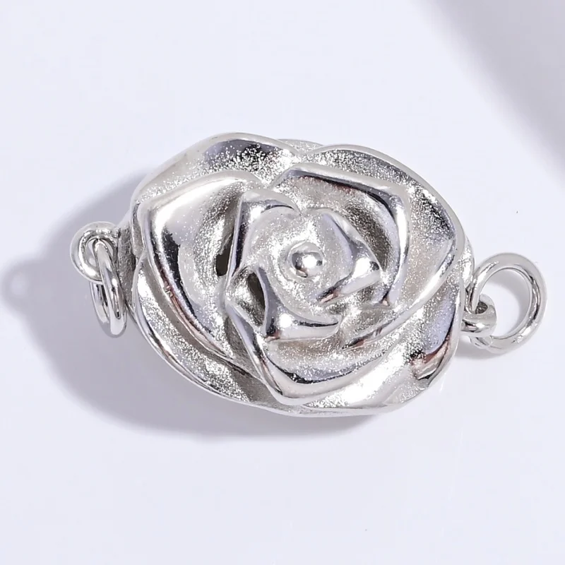 S925 فضة روز البتلة مشبك DIY صنع المجوهرات مغلقة ربط قضيب المفاجئة زر SK105