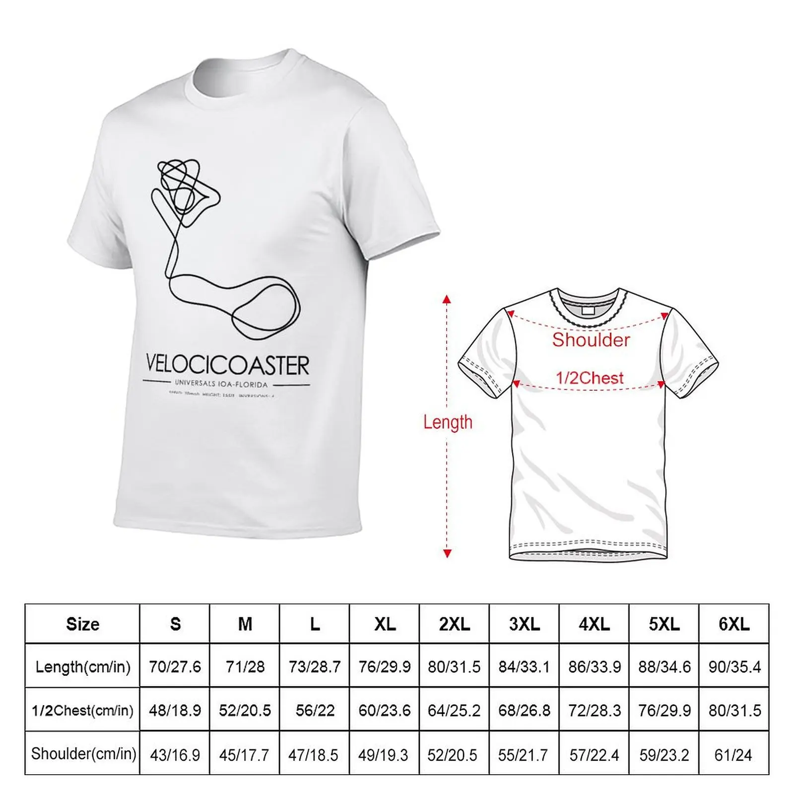 Velocicoaster Minimalistic Rollercoaster Layout T-Shirt t shirts for man cotton soft g man t shirts for men T-shirt