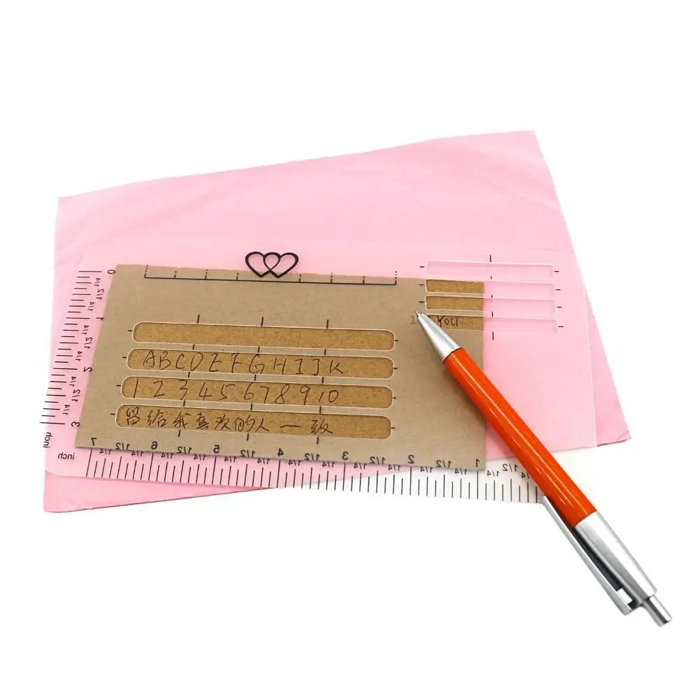 4/6Pcs DIY Templates Ruler Precision Writing Lines Clear Calligraphy Stencil Creativity Multi-use Letter Card Templates Student