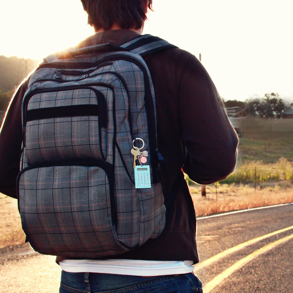 Mini calculadora con llavero, calculadora electrónica portátil, compacta y ligera, para estudiantes, escuela y oficina, 2 uds.