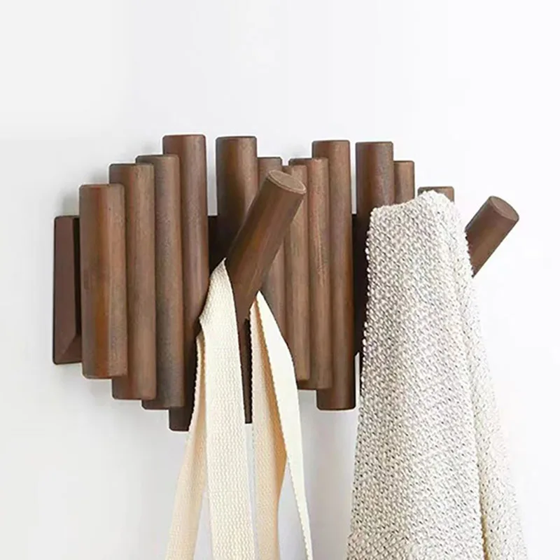 Nordic coat rack solid wood Wall Mounted Coat Hook entrance Key Holder Hat Scarf Handbag Storage Hanger Bathroom Rack Decorative