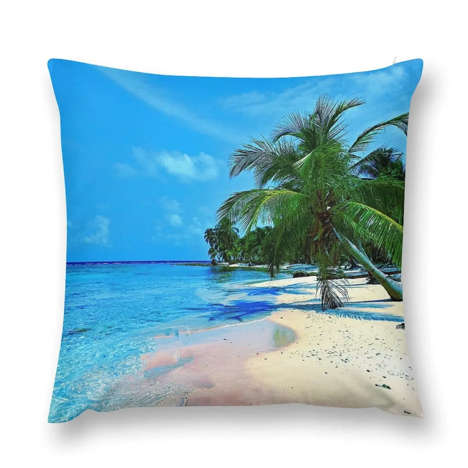 Blue Tropical Palm Tree Beach Paradise Island Throw Pillow christmas pillow case Custom Cushion Photo pillows decor home pillow