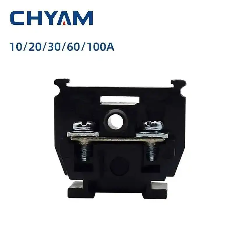 Terminal Block Black TBC 10/20/30/60/100A 600V Connection With Screws Row Connector Plate