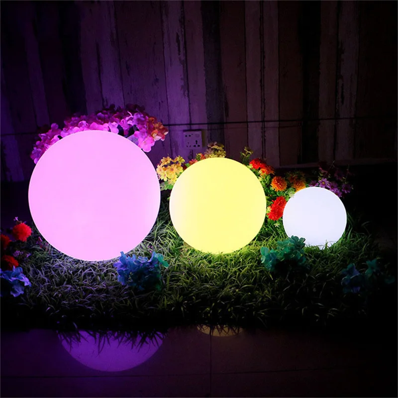 25/20/15/10cm LED Luminous Round Ball Lamp Battery Powered Remote 16 Color Garden Landscape Lawn Home Bedroom Decor Night Lights