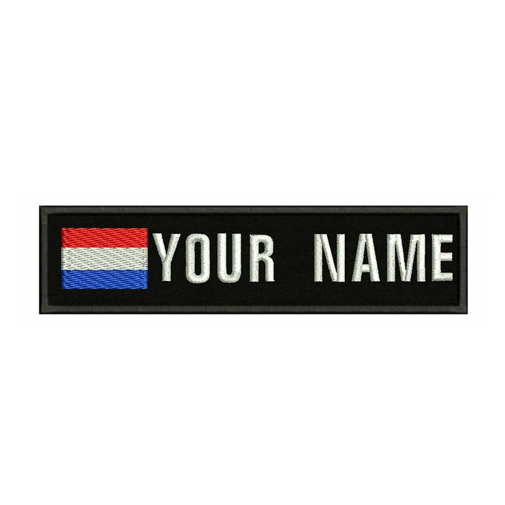 Dutch Flag Netherlands 10X2.5cm Embroidery Custom Name Text Patch Stripes Badge Iron On Or  Patches