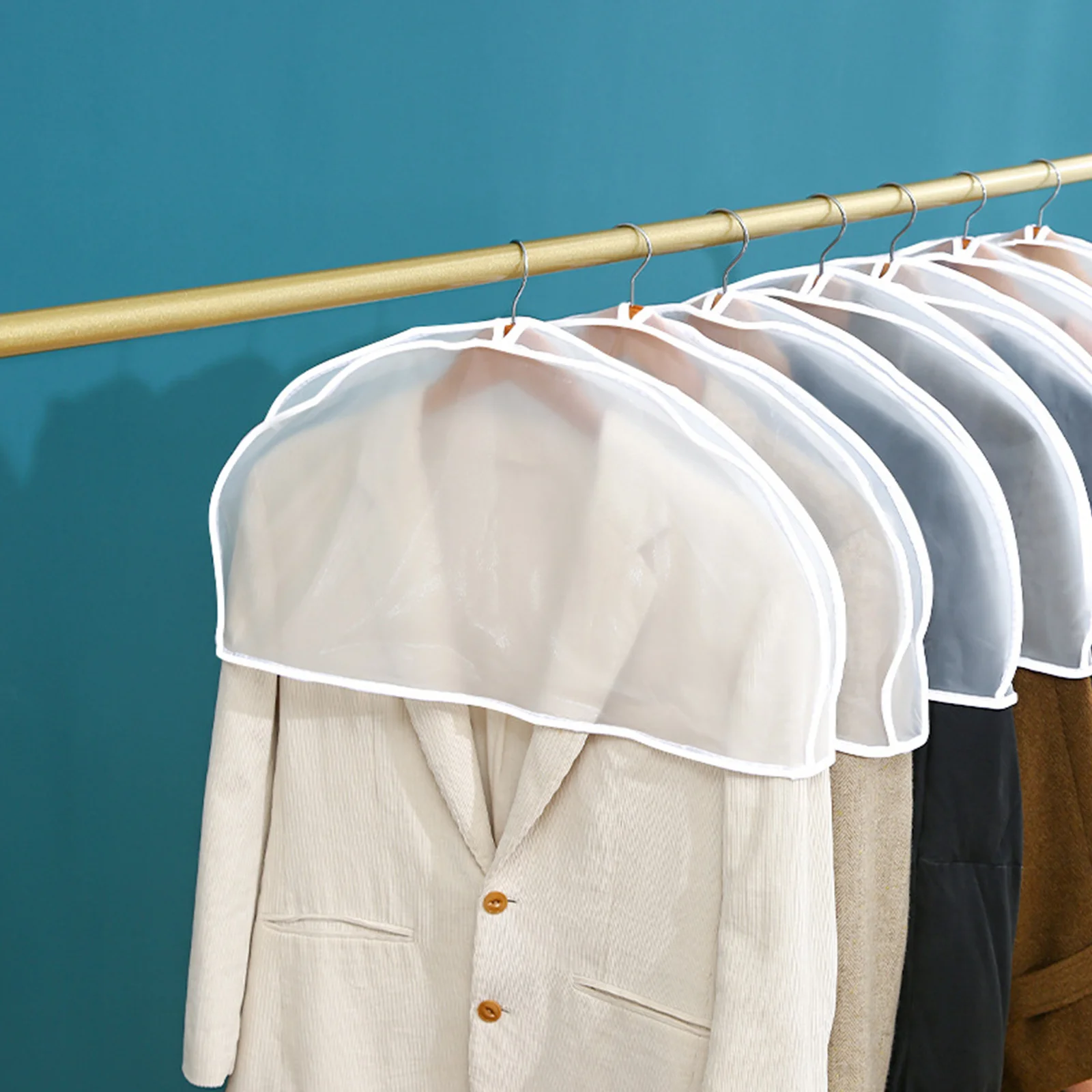 

5Pcs Thick Transparent Garment Bags Breathable Peva Wardrobe Cover Home Clothing Storage Protector Clothes Bag