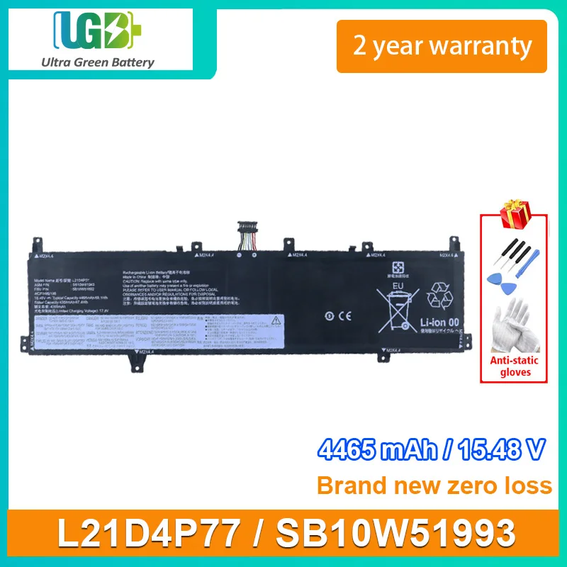 

UGB New L21D4P77 Laptop Battery For Lenovo SB10W51993 5B10W51892 4ICP3/66/136 Battery 4465mAh 15.48V 69.1Wh