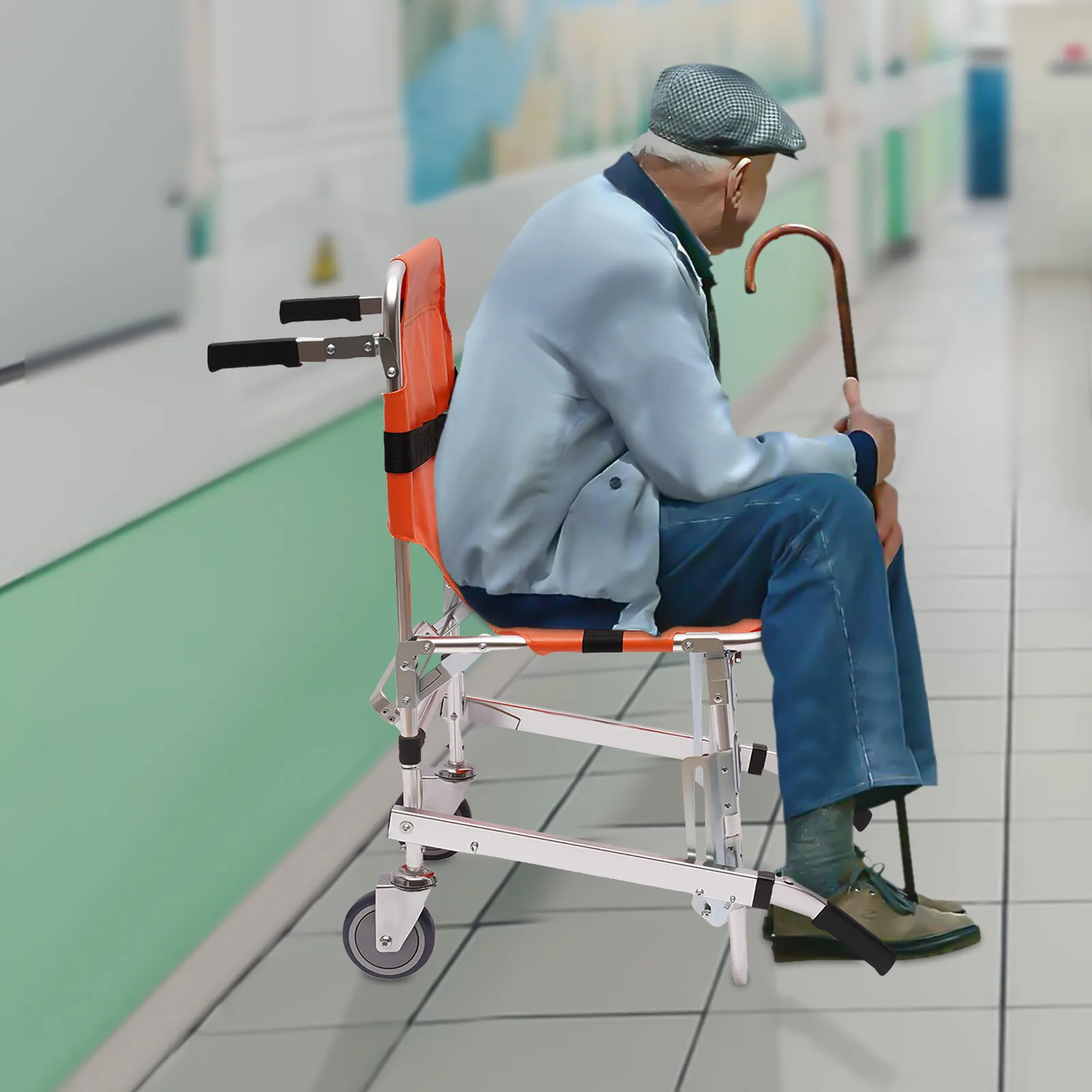 Stair Chair for Medical Emergency Evacuation 2 Wheel Lift Fast Ship Orange