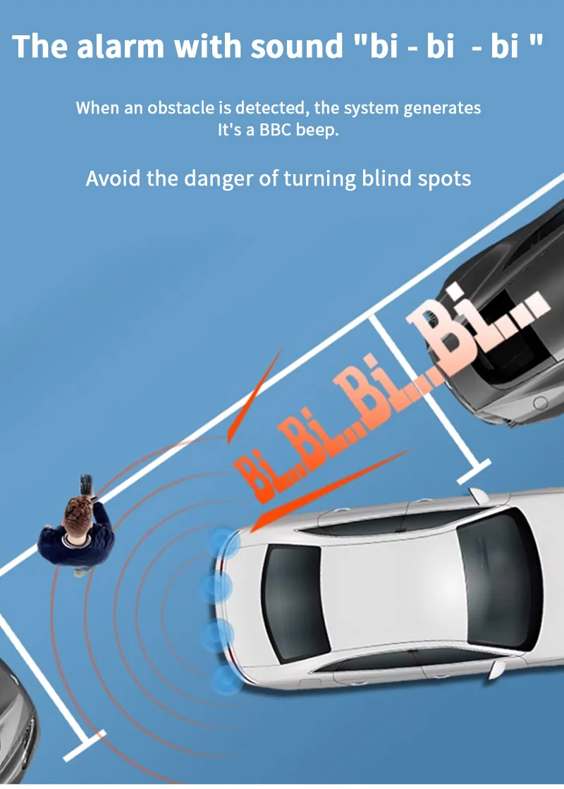 Rückfahrsensor-System mit 4 Wasserdichten Sensoren 22mm AHD/CVBS-Kompatible Anzeige Auto-Sicherheitsradar für Fahrzeuge, LKWs, Vans, Wohnmobile – Detail 5
