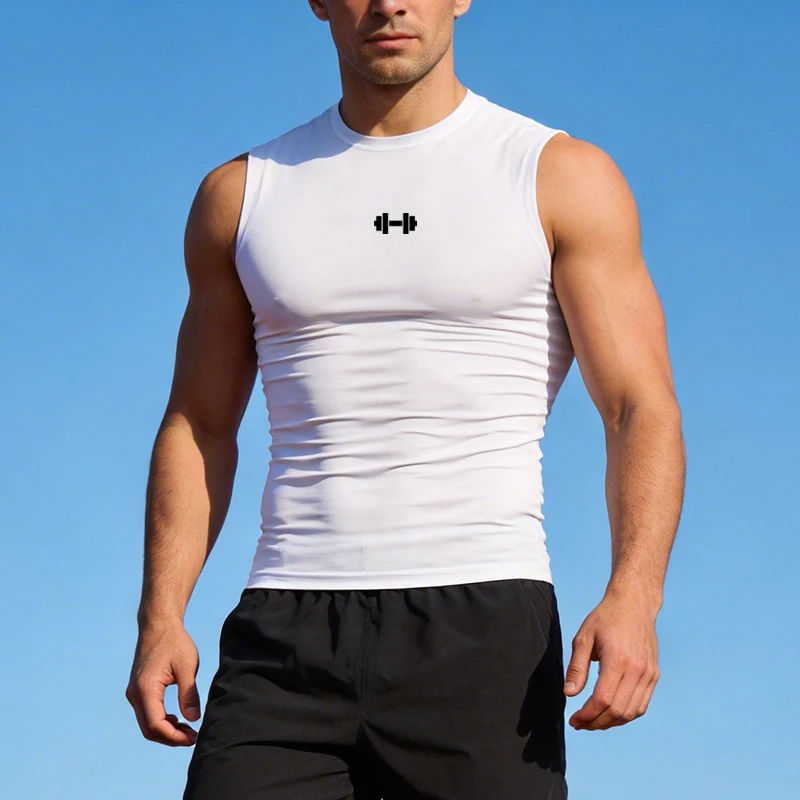 Compression Tight Elastic Men Sport Fitness Tank Tops Summer Mesh Quick Dry Running Vests Gym Bodybuilding Workout Muscle Shirts