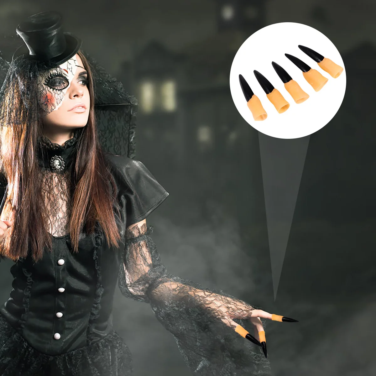 

30pcs Fingers Nail Halloween Zombie Props Spooky Scary Halloween Zombie Fingers Nails For Cosplay Party Decor Rubber Material