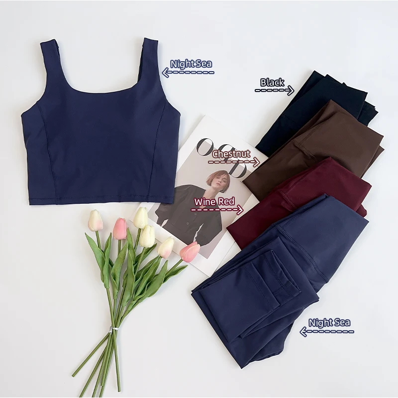 

2-х предметный комплект для йоги с высокой талией, женский спортивный бюстгальтер с фиксированной подушечкой, высокоэластичные удобные штаны для йоги, комплект для пилатеса, фитнеса, бега, йоги