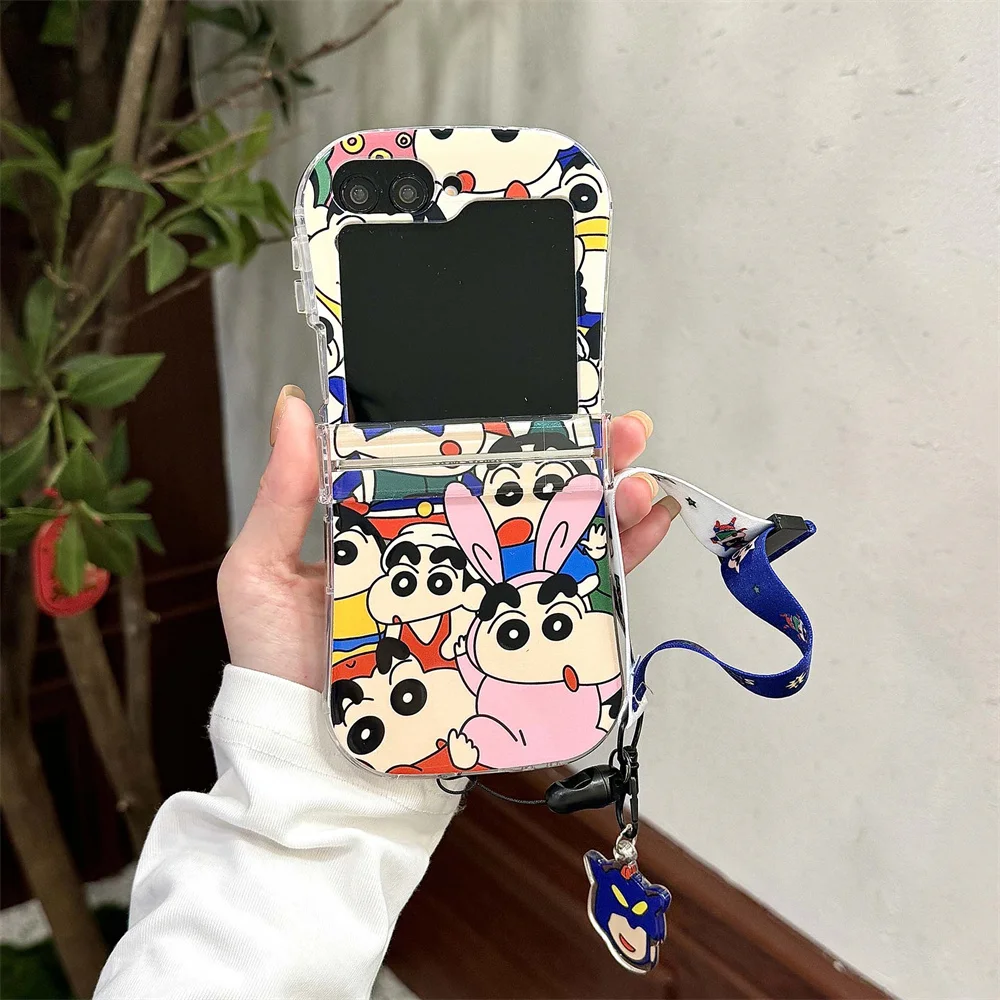 

Funny Shin-chan Cute protective cover with hinges phone case for Samsung Galaxy Z Flip7 FE Flip5 flip6 4 3 flip5 Luxury Cover