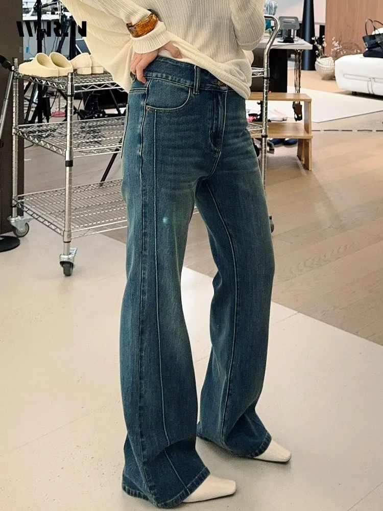 

Harajuku Y2K Punk Denim Trouser 2025 Winter Vintage Aesthetic Style Jeans Women's Street Baggy Casual Mop Full Length Pants