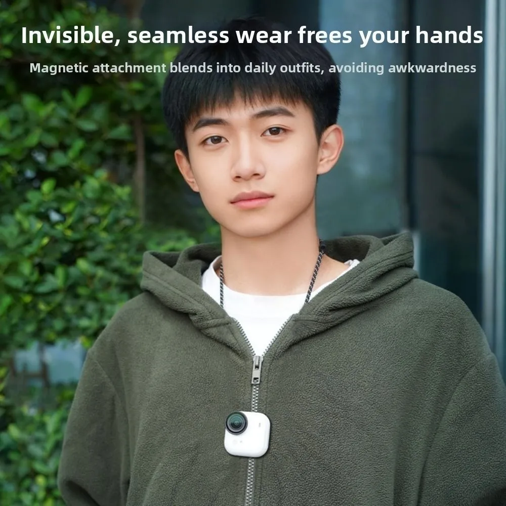 حامل كاميرا تعليق مغناطيسي بدون استخدام اليد، حامل كاميرا معلق قابل للتعديل، حزام حبل مضاد للاهتزاز لـ Insta360 GO Ultra