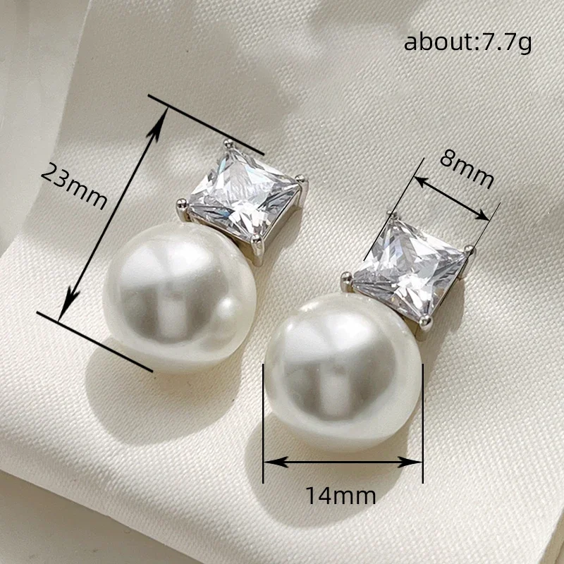 CAOSHI Temperament Imitation Pearl Earrings for Women Single Princess Cubic Zirconia Exquisite Accessories Lady\'s Jewelry Gifts