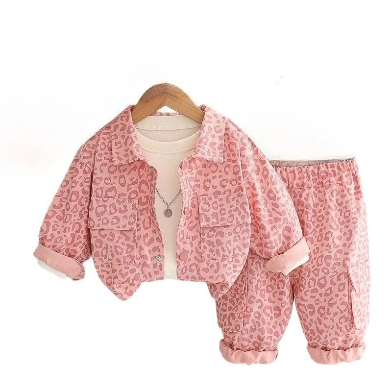 

New Spring Autumn Fashion Baby Girls Clothes Suit Children Jacket T-Shirt Pants 3Pcs/Sets Infant Casual Costume Kids Tracksuits