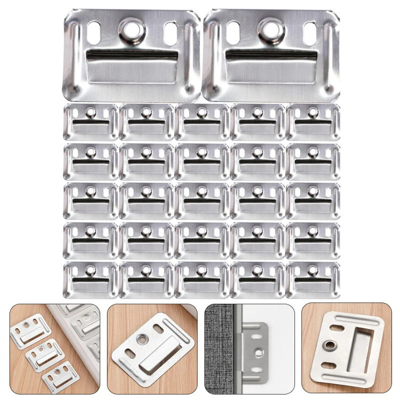 50/100Pcs Bamboo Fiber Board Buckle For Integrated Wall Panel Stainless Steel Connector Furniture Hardware Clamp