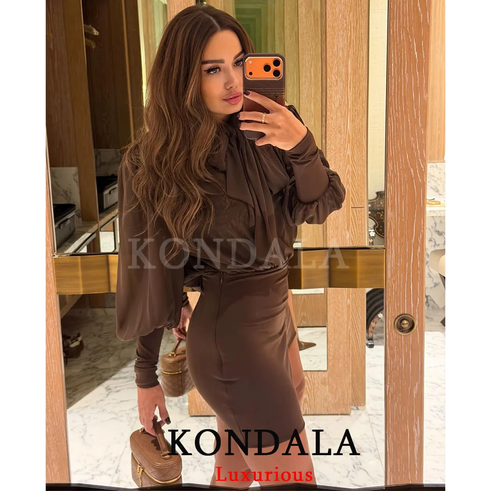 KONDALA セクシーな透け感のあるシフォンパーティードレス レディース 蝶結び バックレス シースミニドレス ファッション 2026 イブニングクラブ 新年ドレス
