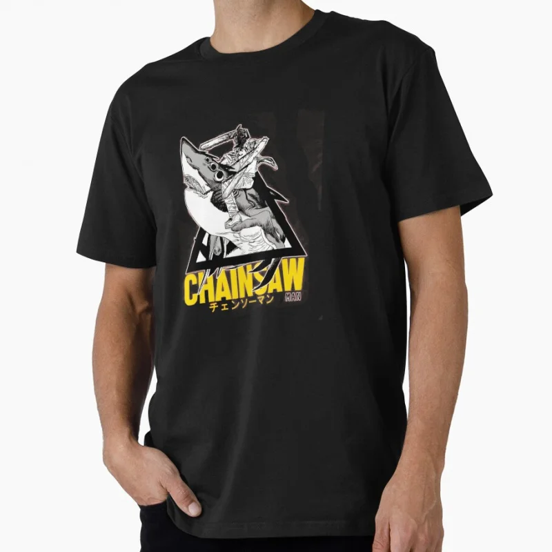 

Chainsaw Man Denji On Shark Funny Gift T shirt for Anime lover Large size Tops Manga Graphic Print Y2k Clothes Cartoon Tee