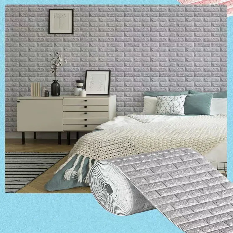 Self-Adhesive Wallpaper Continuous Waterproof Brick Wall Stickers Living Room Bedroom Room Home Decoration Furniture Stickers