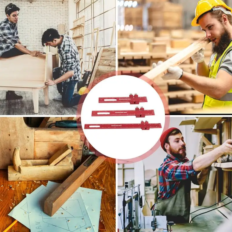 مسطرة منزلقة مربعة للنجارة ، ناسخ ألمنيوم ، ناسخ جيب مع توقف ، أداة قياس ، 3 من خشب